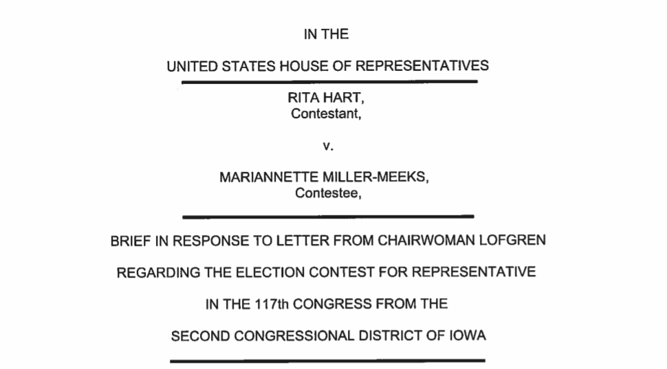 #IA02: Miller-Meeks Campaign Responds to Committee on House Administration