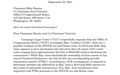 Axne Broke Stock Trading Law Says Watchdog Group